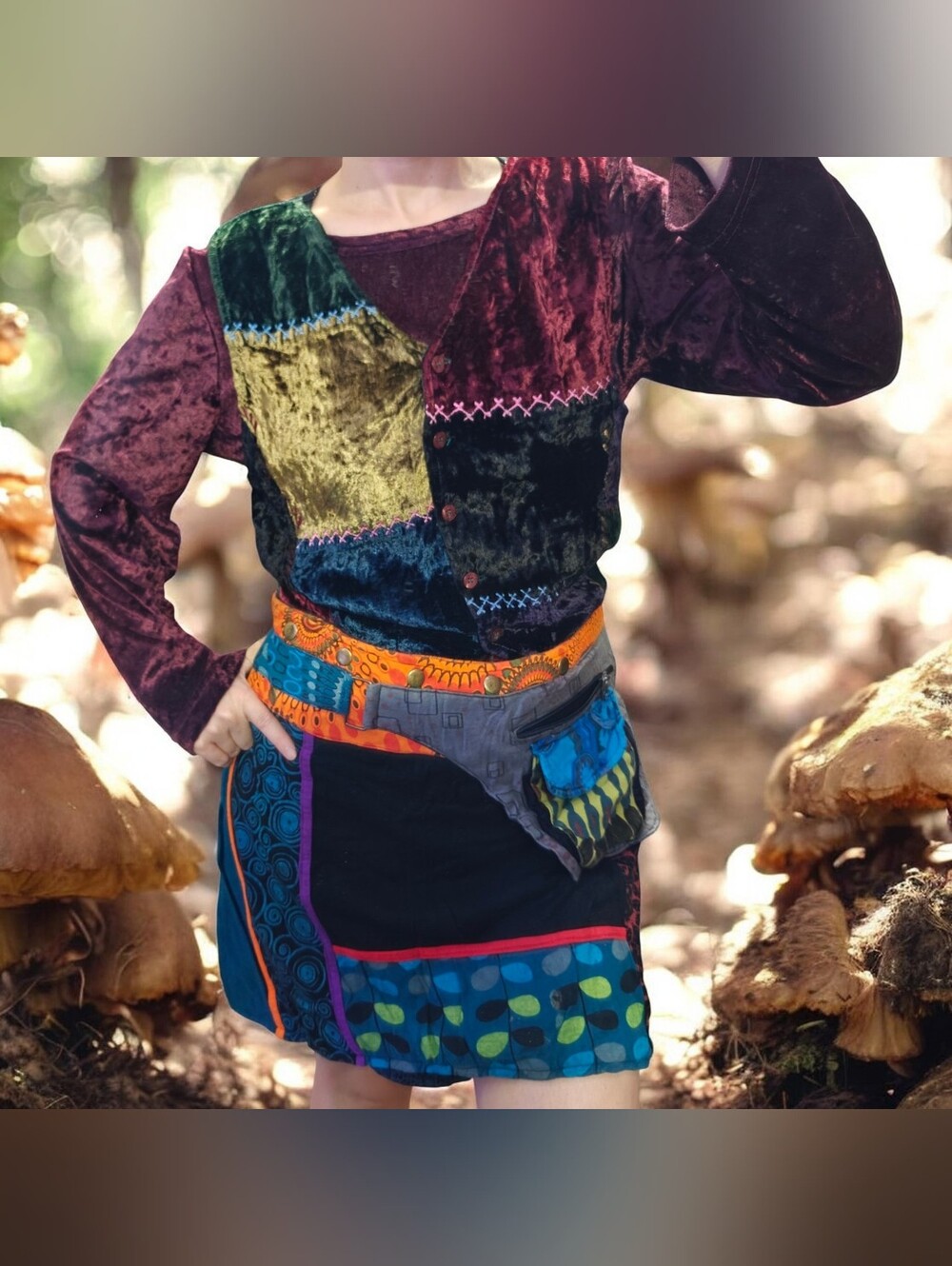 Vintage Le chteau Velvet Patchwork Vest - Multicolor